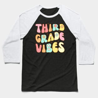 Third Grade Vibes Groovy Teacher Women Kids Baseball T-Shirt